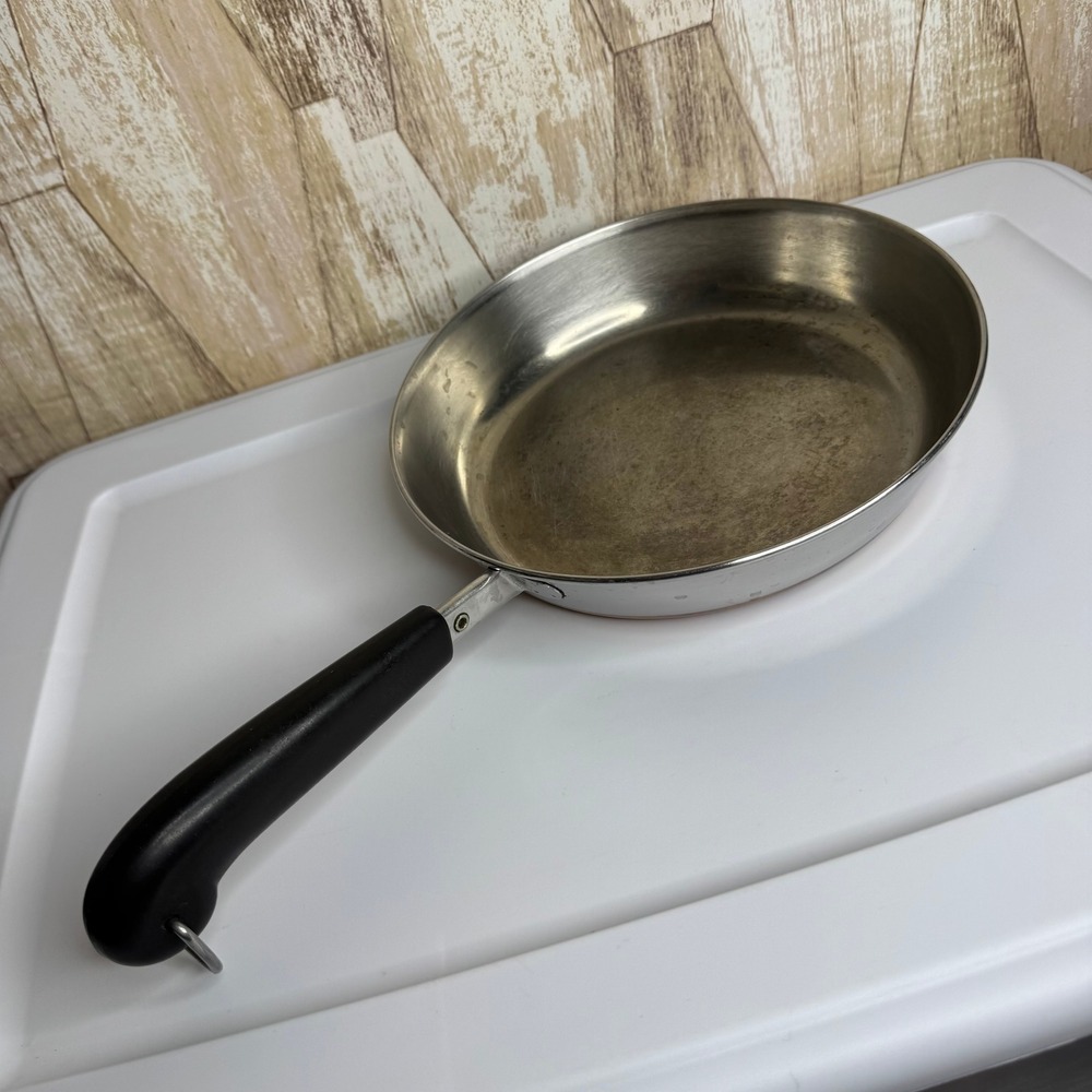 Vintage Revere Ware 9 Inch Skillet Copper Bottom Stainless Steel Clinton IL USA
